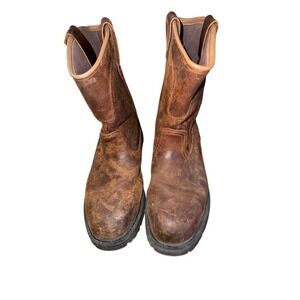 Herman Survivors Men's Wellington Work Boots Brown Safety Toe Pull On Sz 9 ranch